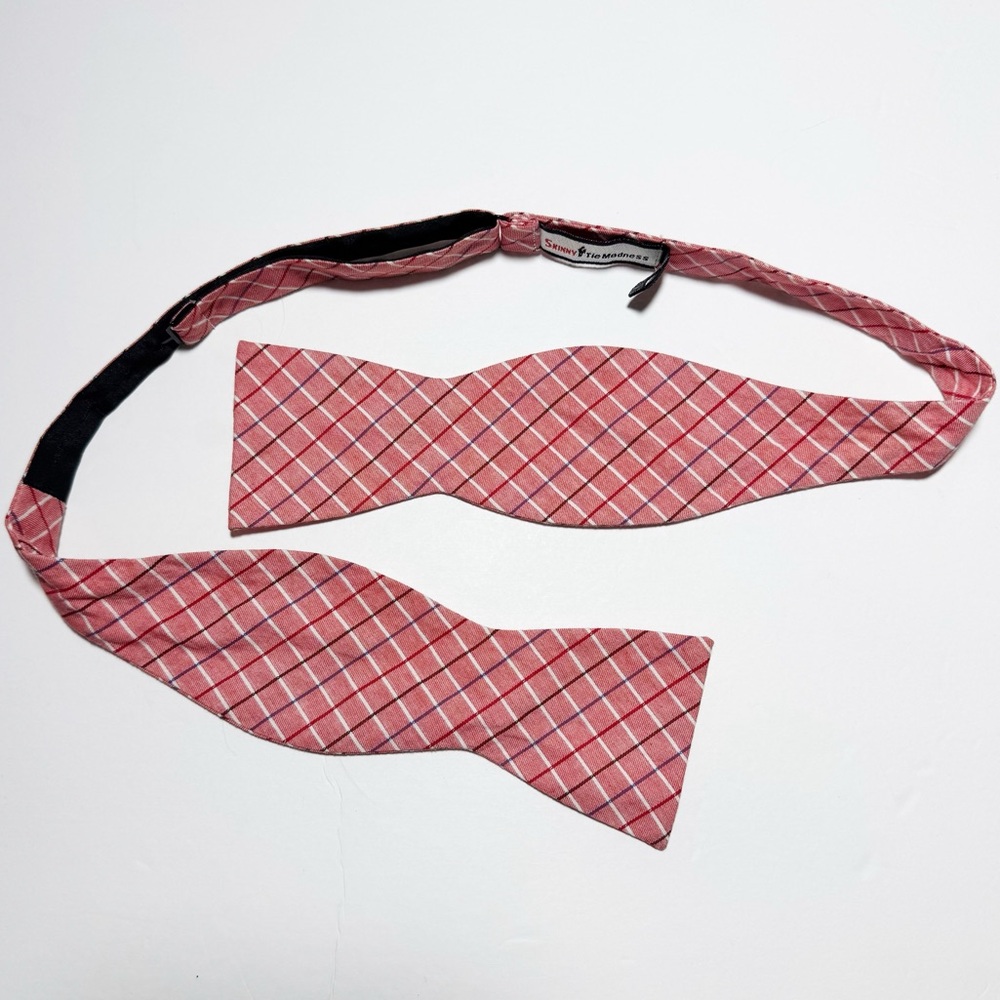 Skinny Tie Madness Red Cotton Bow Tie